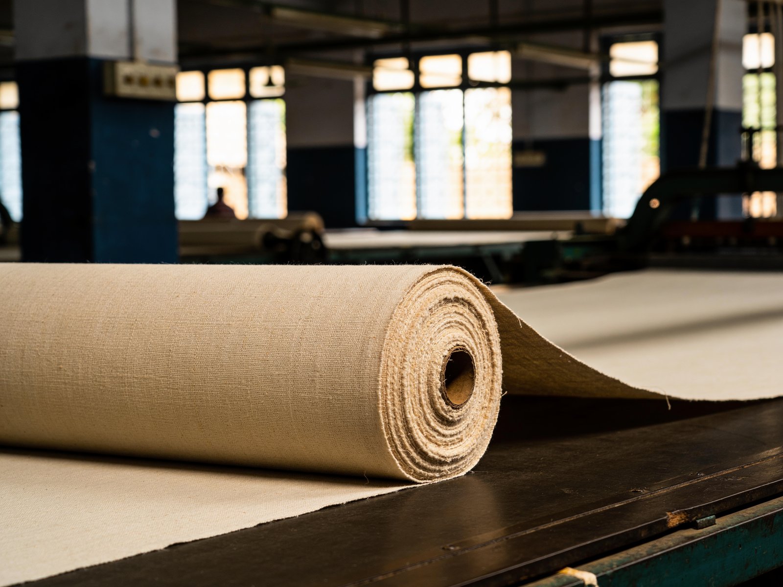 Grey / Greige Cotton Fabric — Grey Cotton Fabric — loom-state roll